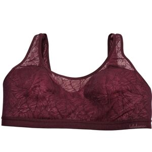 Lululemon Shadow Mesh Bra Leaf Size XL Garnet Moss Rose